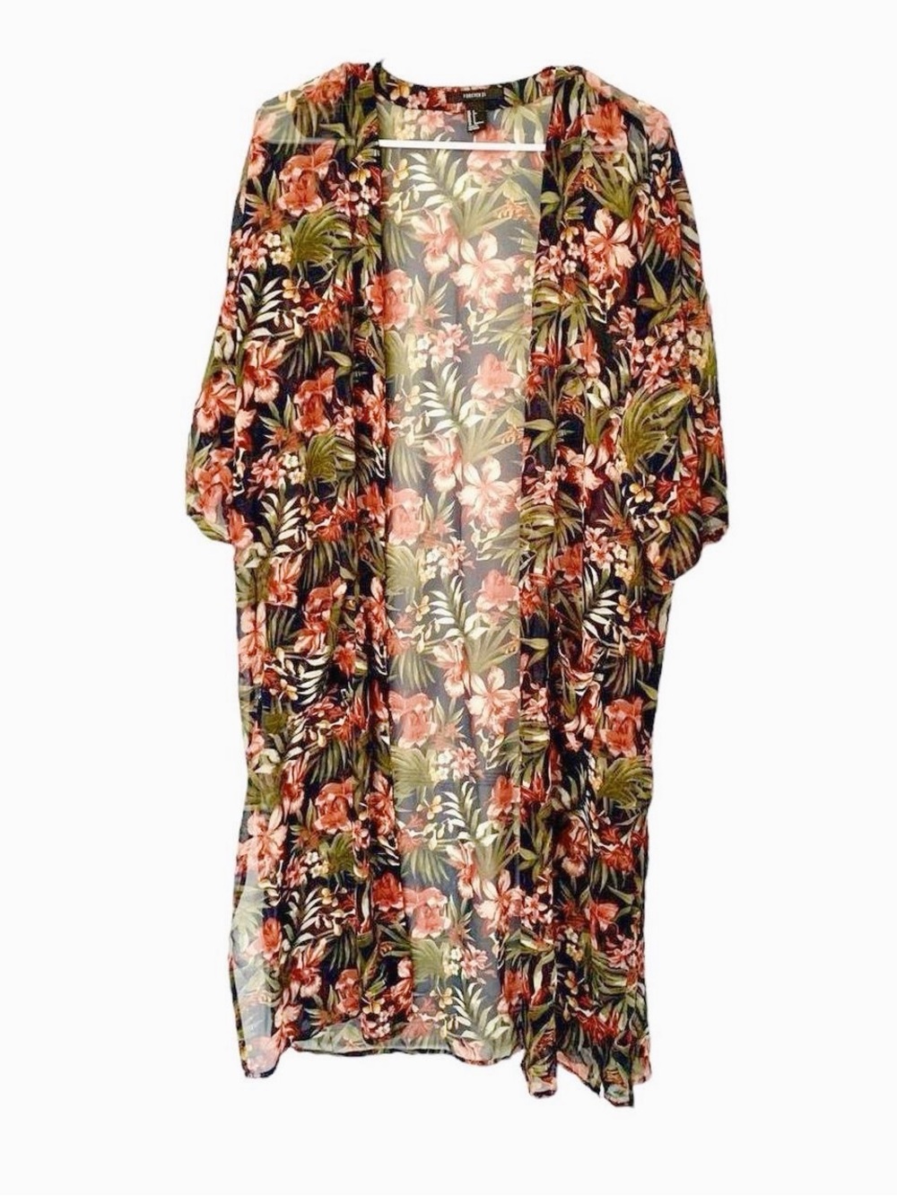Open-Front Floral Kimono